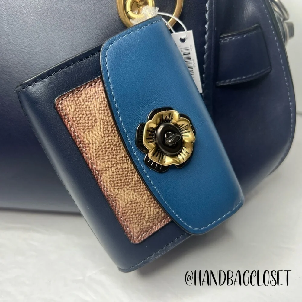 COACH Tea Rose Mini Parker Card Case Key Pouch With Snakeskin Detail Bag
